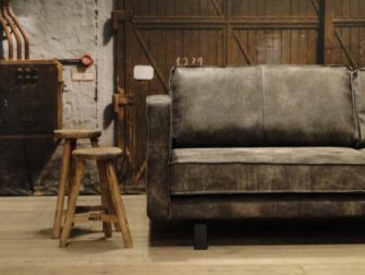 geschuurd leren 3 zits bank