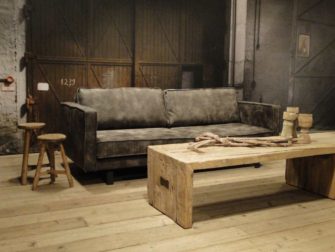 geschuurd leren 3 zits bank