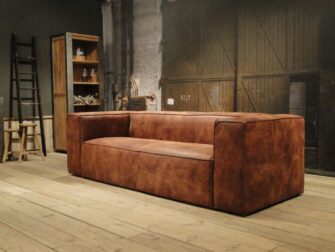 leren 3 zits bank rood bruin