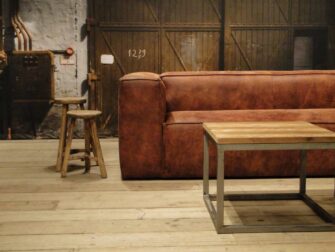 leren 3 zits bank rood bruin