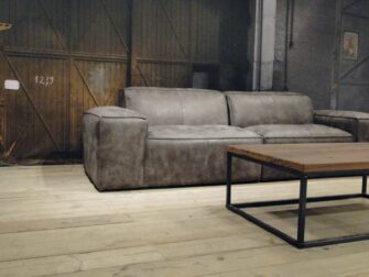 leren 4 zits bank grijs