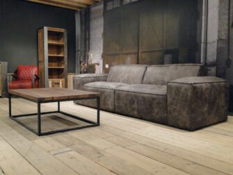 leren 4 zits bank grijs