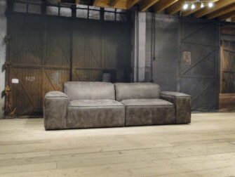 leren 4 zits bank grijs