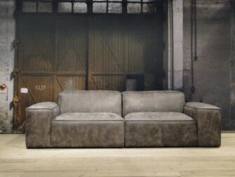 leren 4 zits bank grijs