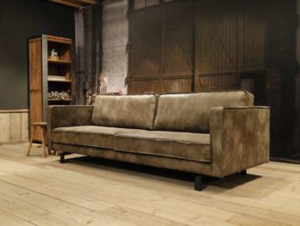 geschuurd leren bank grijs