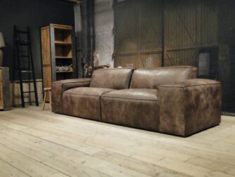 leren 4 zits bank bruin