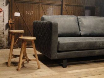 leren 4 zits bank grijs