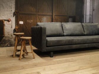 leren 4 zits bank grijs