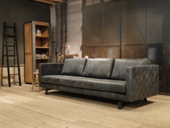 leren 4 zits bank grijs