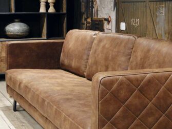 geschuurd leren 4 zits bank bruin