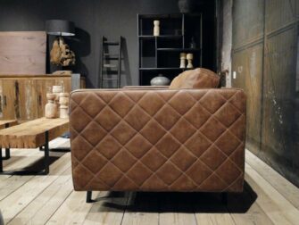 geschuurd leren 4 zits bank bruin