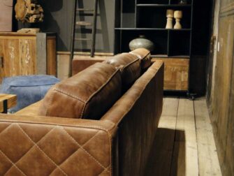 geschuurd leren 4 zits bank bruin