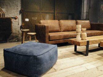 geschuurd leren 4 zits bank bruin