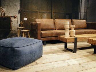 geschuurd leren 4 zits bank bruin