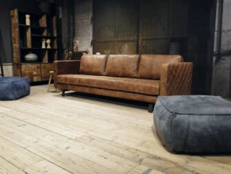 geschuurd leren 4 zits bank bruin