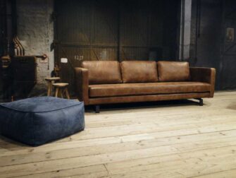 geschuurd leren 4 zits bank bruin