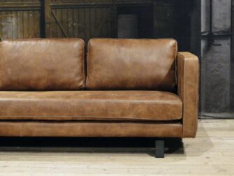 geschuurd leren 4 zits bank bruin