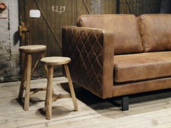 geschuurd leren 4 zits bank bruin