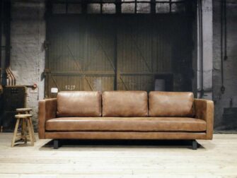 geschuurd leren 4 zits bank bruin