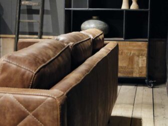 geschuurd leren 4 zits bank bruin