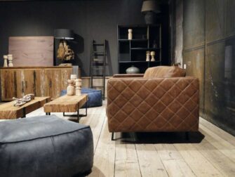 geschuurd leren 4 zits bank bruin