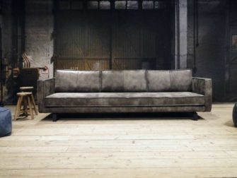 grote grijze 5 zits bank leer