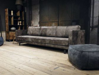 grote grijze 5 zits bank leer