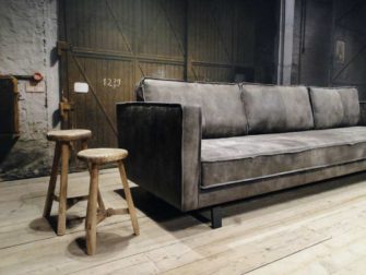 grote grijze 5 zits bank leer