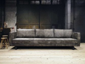 grote grijze 5 zits bank leer