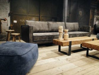 grote grijze 5 zits bank leer