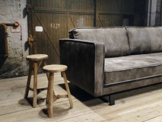 grote grijze 5 zits bank leer