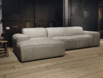 leren bank met chaise longue