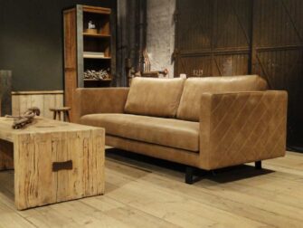 beige 3 zits bank leer