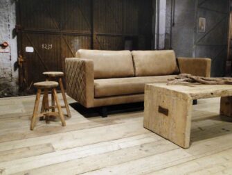 beige 3 zits bank leer