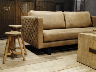 beige 3 zits bank leer