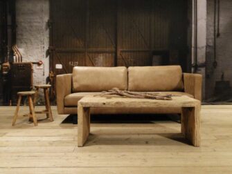 beige 3 zits bank leer