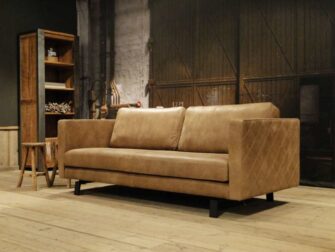 beige 3 zits bank leer