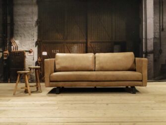 beige 3 zits bank leer