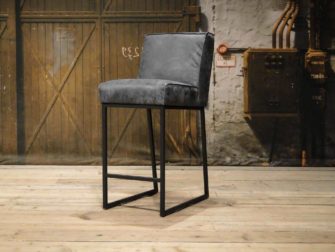 blauwe leren barkruk