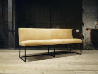 gele leren eetkamerbank