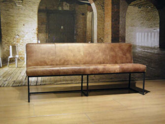 industriele leren eetkamerbank