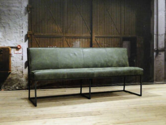 leren eetkamerbank groen