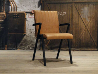 leren Eetkamerstoel Vertou vertical - leer cognac