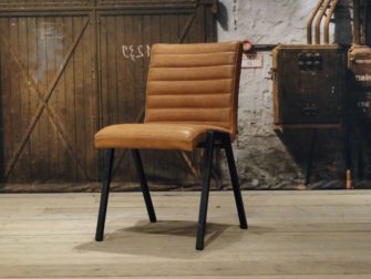 leren Eetkamerstoel Vertou horizontal - leer cognac