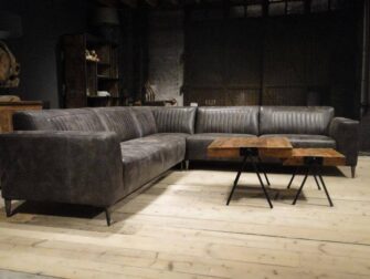 leren hoekbank grijs