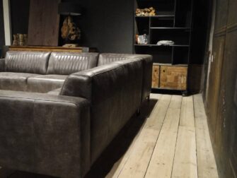 grote grijze leren hoekbank