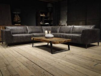 grote grijze leren hoekbank