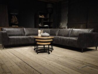 grote grijze leren hoekbank