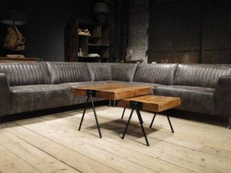 grijze leren hoekbank