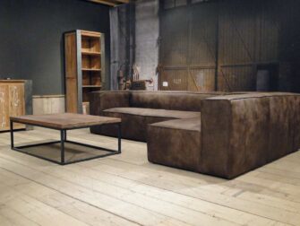 bruin leren hoekbank